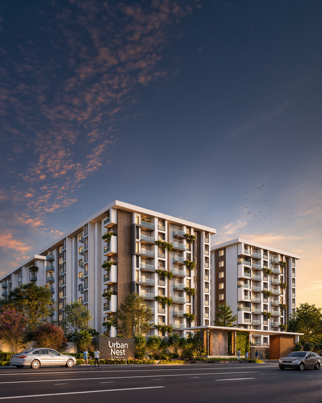 Urban Nest front elevation — East and North facing Vastu apartments, Kambipura, Mysore Road